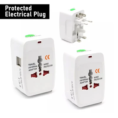 £2.99 • Buy Universal World Wide Travel Adapter Wall Plug 2 USB Fast Charger Surge Protector
