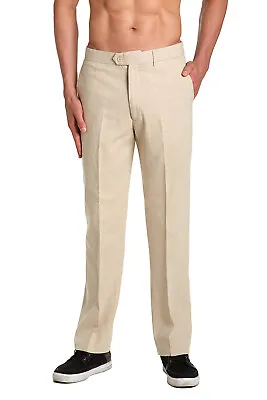 CONCITOR LINEN Men's Dress Pants Trousers Flat Front Slacks NATURAL TAN Color • $39.95