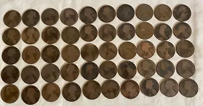 50 X Young / Bun Head Queen Victoria Pennies Penny Bronze Job Lot  1860 #1 • £28.99