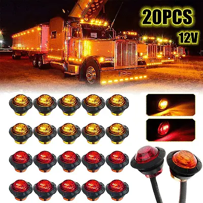 20X 3/4  12V Marker LIGHTS LED Bullet Amber Red Truck Trailer RV Round Side Lamp • $16.49