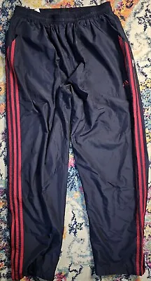 Vtg 2002 Adidas Climaproof Blue Pants Nylon Windbreaker Zip Ankle Red Stripe XL • $45