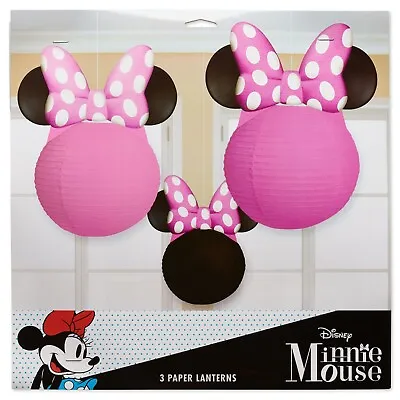 Disney MINNIE MOUSE Ears Paper Lanterns 3-Pack Birthday Party Decorations NEW! • $14.99