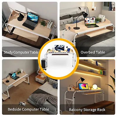 Over Bed Table Desk Rolling Laptop Computer Desk Cart Height Adjustable For Home • $142.49