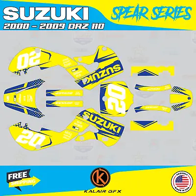 $47.99 • Buy Graphics Kit For Suzuki DRZ110 2000-2009 Spear Series -  Yellow Dark Blue