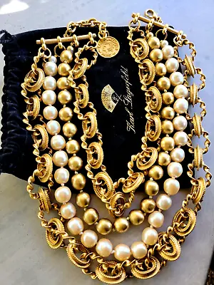 Runway! Vtg Auth Karl Lagerfeld Chanel Designer Necklace Faux Pearls Kl Logo! • $2999.99