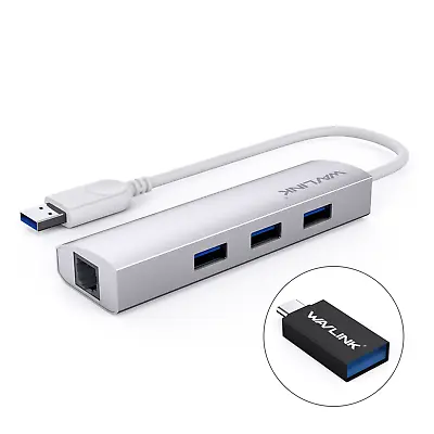 4-Port USB 3.0 Hub Multiport Adapter With RJ45 Gigabit Ethernet For Mac PC XPS • $12.98