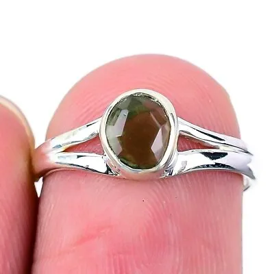 Moldavite Ring Gemstone Handmade 925 Solid Sterling Silver Jewelry Size 6 • $15.99