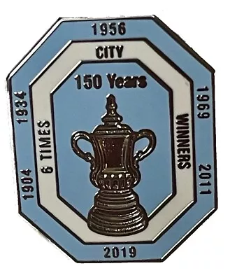 City Badges Fa Cup 150 Years Pin Fans Gifts (FREE RUBBER GRIP) From Manchester • £4.59