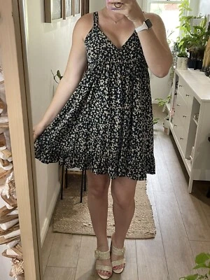 $12 • Buy GIRLISH BAGEL Size 8 10 ~ Patterned Babydoll Ruffled Dress Korean Fashion