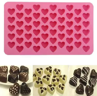 DIY 55 Mini Heart Shape Food Silicone Ice Cube Mold Fondant Chocolate Tray Mould • $5.87