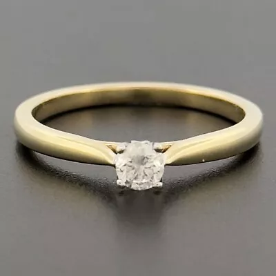 9ct Yellow Gold 0.20ct Diamond Solitaire Ring Size O Hallmarked • £147.25