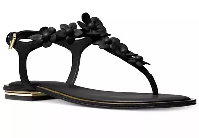 MICHAEL Michael Kors BLACK Tricia Leather Thong Sandal New SIZE 9  • $59.99