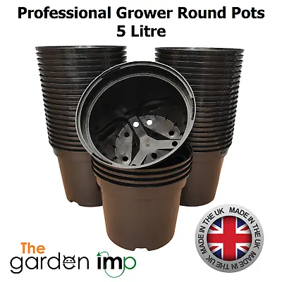 5L Litre Black Plastic Plant Pots Strong Professional Commercial 5Ltr Gloss Pot • £11.99