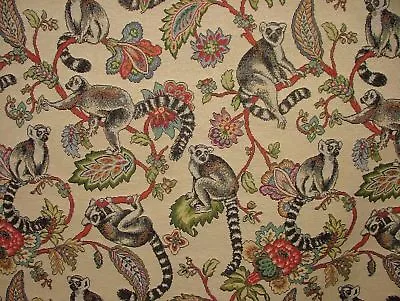 Madagascan Lemur  Animal Tapestry  Designer Fabric Upholstery Curtains Cushions • £2.99