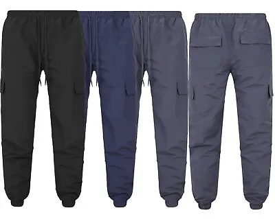 Mens Cargo Trousers Zip Pockets Jogging Bottom Sport Gym Work Wear S-2XL New • £11.99