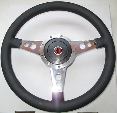 New 14  Leather Steering Wheel & Adaptor MGA 1955-1962 MGB 1963-1967  Moto-Lita • $479.95