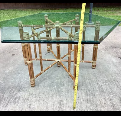 Clear Glass Table Top Hexagon Vintage Dining GUC VHTF Seats 6 • $399