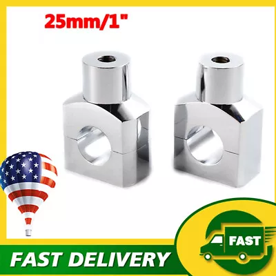 $35.99 • Buy 2x Chrome 1  Handlebar Risers Mount For Yamaha V-Star 650 950 1100 1300 Classic