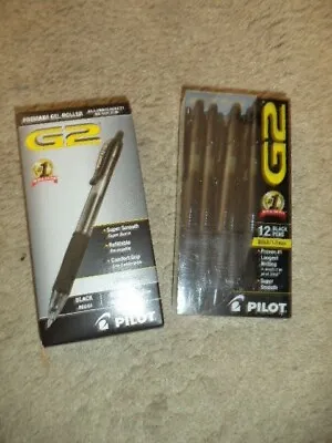 12 Pilot G-2 Retractable Gel ROLLER Pens Bold 1.0mm Point  BLACK INK 31590 G2 • $14.99