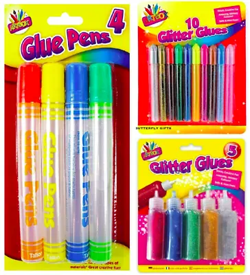 £2.38 • Buy Glitter Glue Gel Pens Tubes Assorted Sparkly Colours Kids Home Fun DIY Art Craft