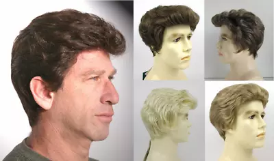 $27.95 • Buy Mens Male Short Straight Hair Wig Feathered Back Pompadour Side Part Gregory 