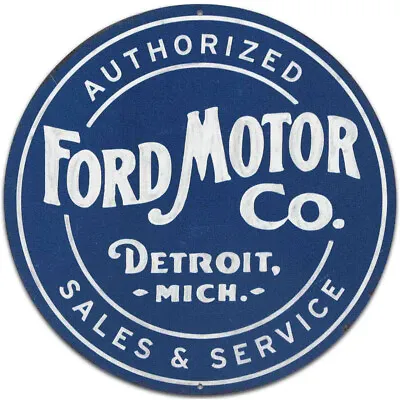 Ford Motor Co Service Round Embossed Tin Sign *Vintage FoMoCo Style Free US SHIP • $24