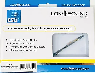 ESU LokSound 58721 V5 Direct DCC Sound Decoder Blank N Scale Atlas InterMountain • $110.39