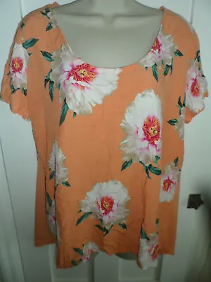 £5.99 • Buy Ladies Size 18 Dorothy Perkins Peach Mix Floral Summer Top    Short Sleeves