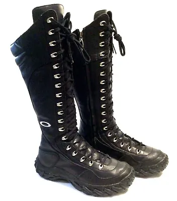 OAKLEY TALL SI BOOTS Women's Size 9.5 Black Leather Elite Assault Combat Rare • £1590.93