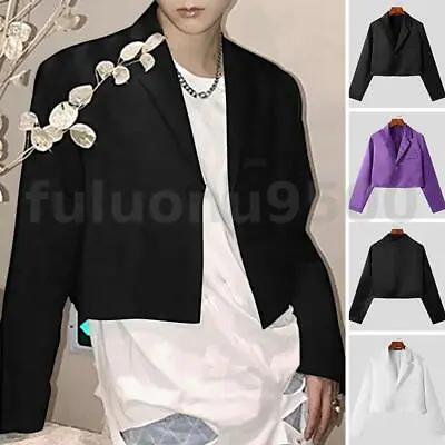 Mens Blazer Long Sleeve Korean Style Parka Short Blazer Formal Party Jacket Coat • $23.85