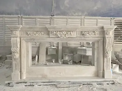 Beautiful Carved French Style Marble Fireplace Mantel - Mfp32 • $7500