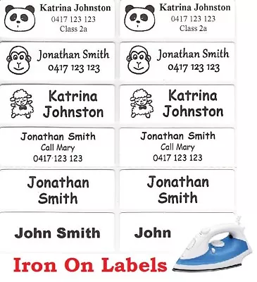 $3.39 • Buy Large White Iron On Personalised Name Clothing Labels / Tags (47*15mm)