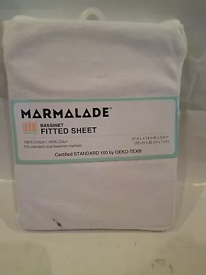 Marmalade Fitted Bassinet Sheet Cotton Jersey Knit White 31x14  Baby Infant Crib • $10.19