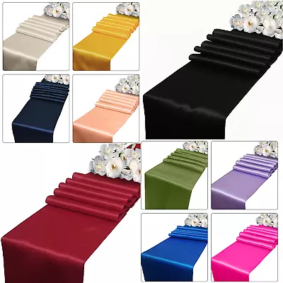 Table Runners For Dining Table Polyester Satin Cloth Wedding Party Table Setting • £2.85