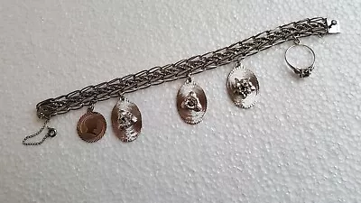 Great Vintage Sterling Starter Charm Bracelet With Charms 7 1/2  Long • $64.99