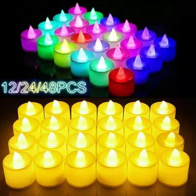 12-72PCS Led Tea Lights Candles LED FLAMELESS Battery Operated Wedding XMAS UK • £19.99