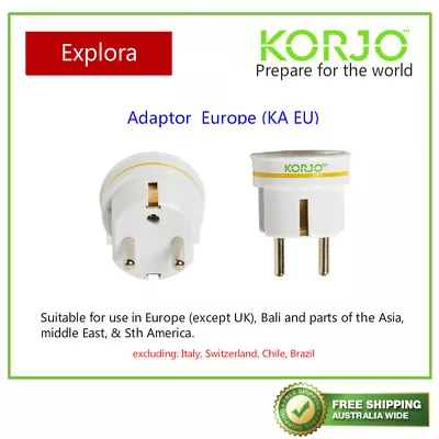 $17.50 • Buy Korjo Travel  Adaptor From Australia/NZ To Europe (Except UK)