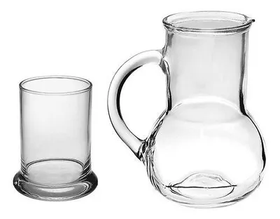 1 Litre Drink Set Clear Carafe Jug Pitcher Glass Tumbler Cup Desk Bedside Table • £10.99