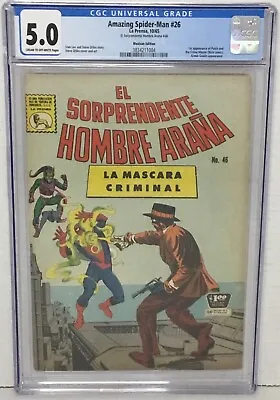 Amazing Spider-man #26 Cgc 5.0 Mexican Edition 1st Crime Master La Prensa 1965 • $399.99