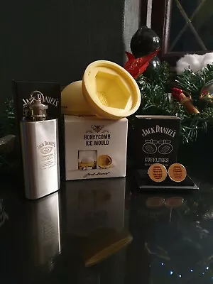 NEW - JACK DANIELS Gift Set - Ice Mould - 2oz Hip Flask - Barrel Cufflinks  • £19.99