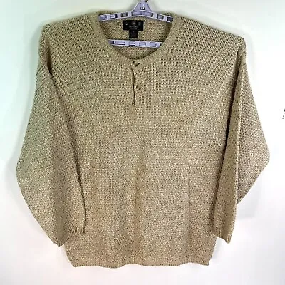 J Riggings Chunky Knit Henley Sweater Mens Size XL Oatmeal Cotton Blend • $29.95