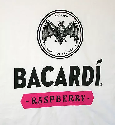 Bacardi Raspberry Rum White 100% Cotton Mens Bat T-Shirt New Size XL • £14.24