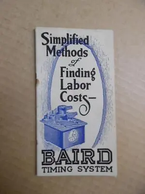 1914 Baird Mfg Co. Timing Systems Time Clock Recorders Catalog Antique Original  • $65
