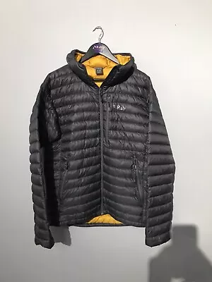 Mens Rab Jacket Microlight Alpine Down Black/orange Hiking Pertex Quantum XL • £45