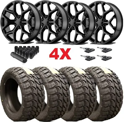 Snowflake Black Wheels Rims 33 12.50 24 Tires Mt Mud 1500 Terrain • $2695