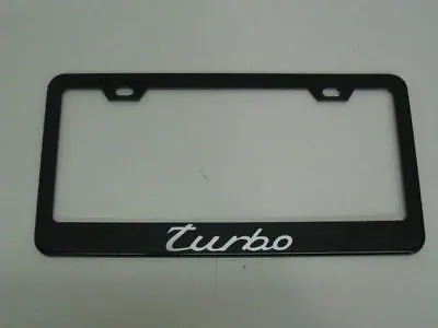 *TURBO* BLACK Metal License Plate Frame Tag Holder With Caps • $13.45