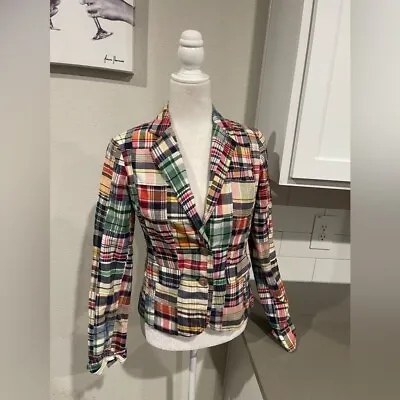 J. Crew Patchwork Cotton Madras Blazer Jacket XS • $30