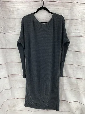 Athleta 100% Merino Wool Rib Batwing Sweater Dress Gray Size M $128 • $29