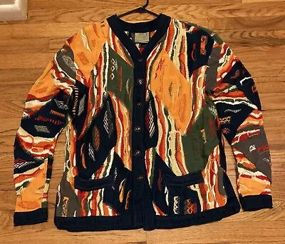 Vintage Orange And Navy Coogi Made In Australia Sweater Cardigan • $200