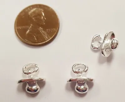  6 Vintage Baby Pacifier Binky Nookie Silver Plated Finding Bead Charms E216 • $2.99